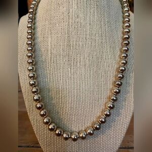 Napier Silver Beaded Link Necklace, 20” Chain EUC